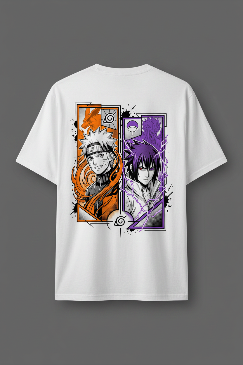 Naruto & Sasuke – White Tee Back