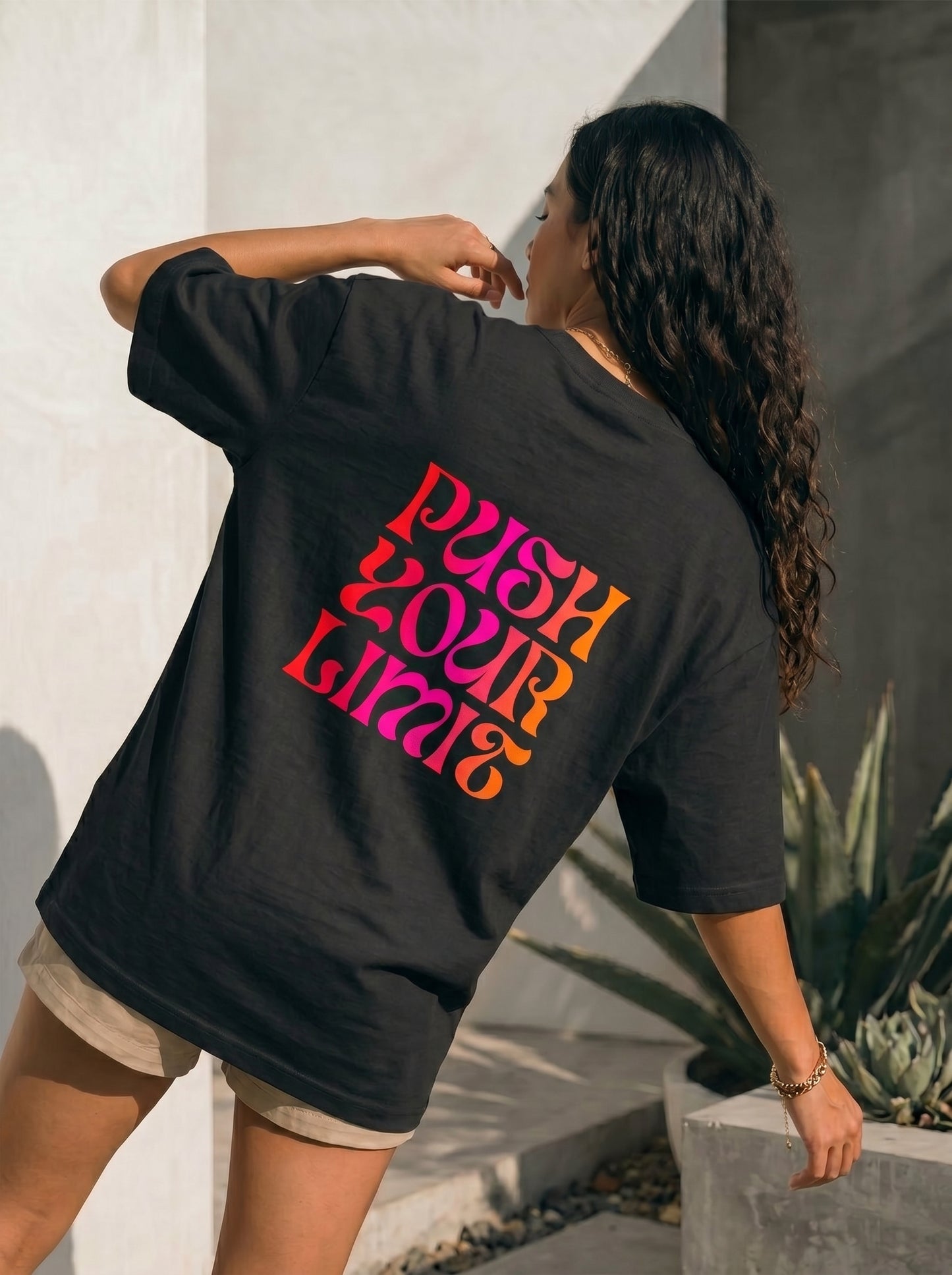 Push Your Limit Oversized Graphic T-Shirt