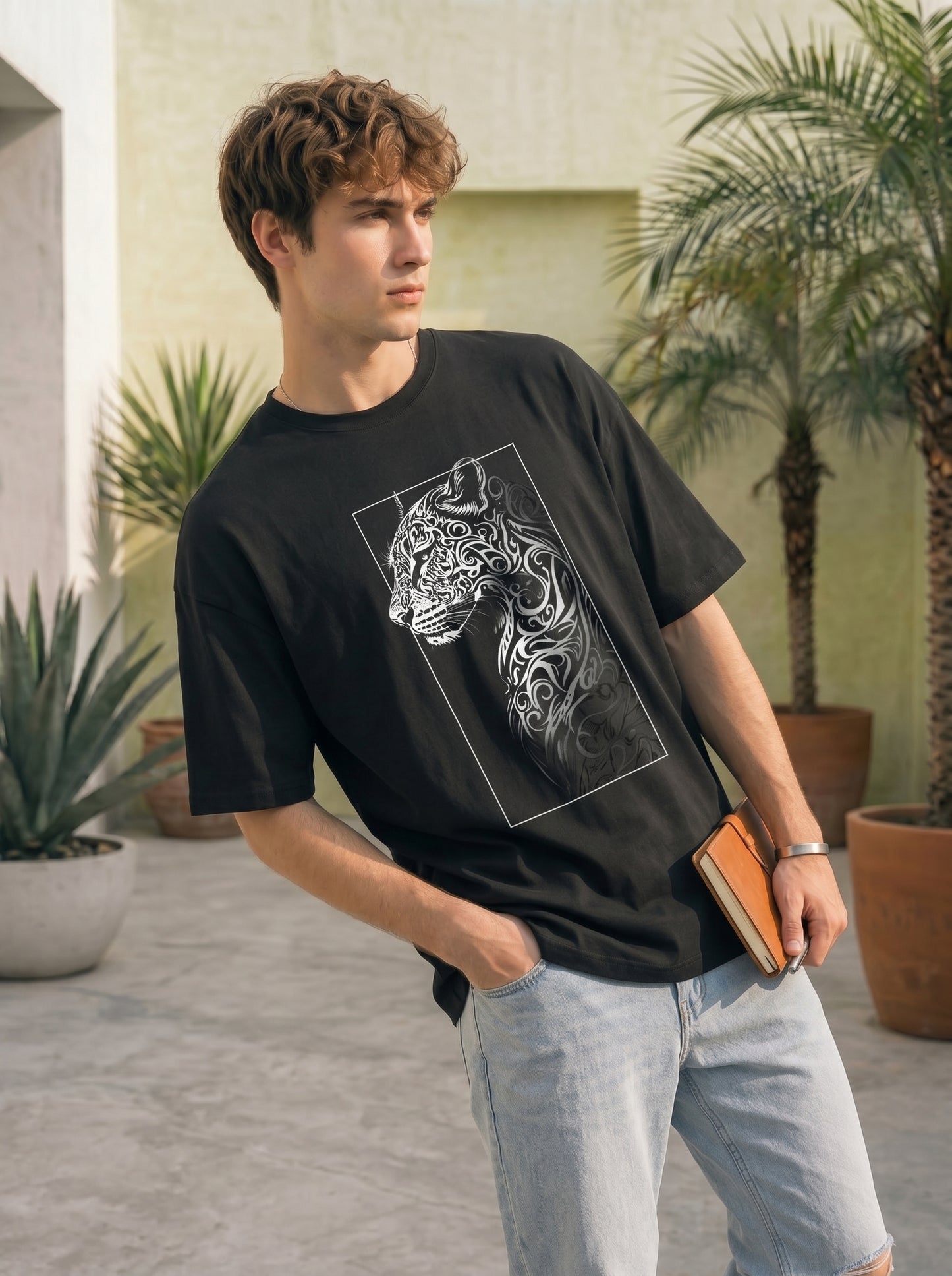 Tribal Leopard Oversized Tee