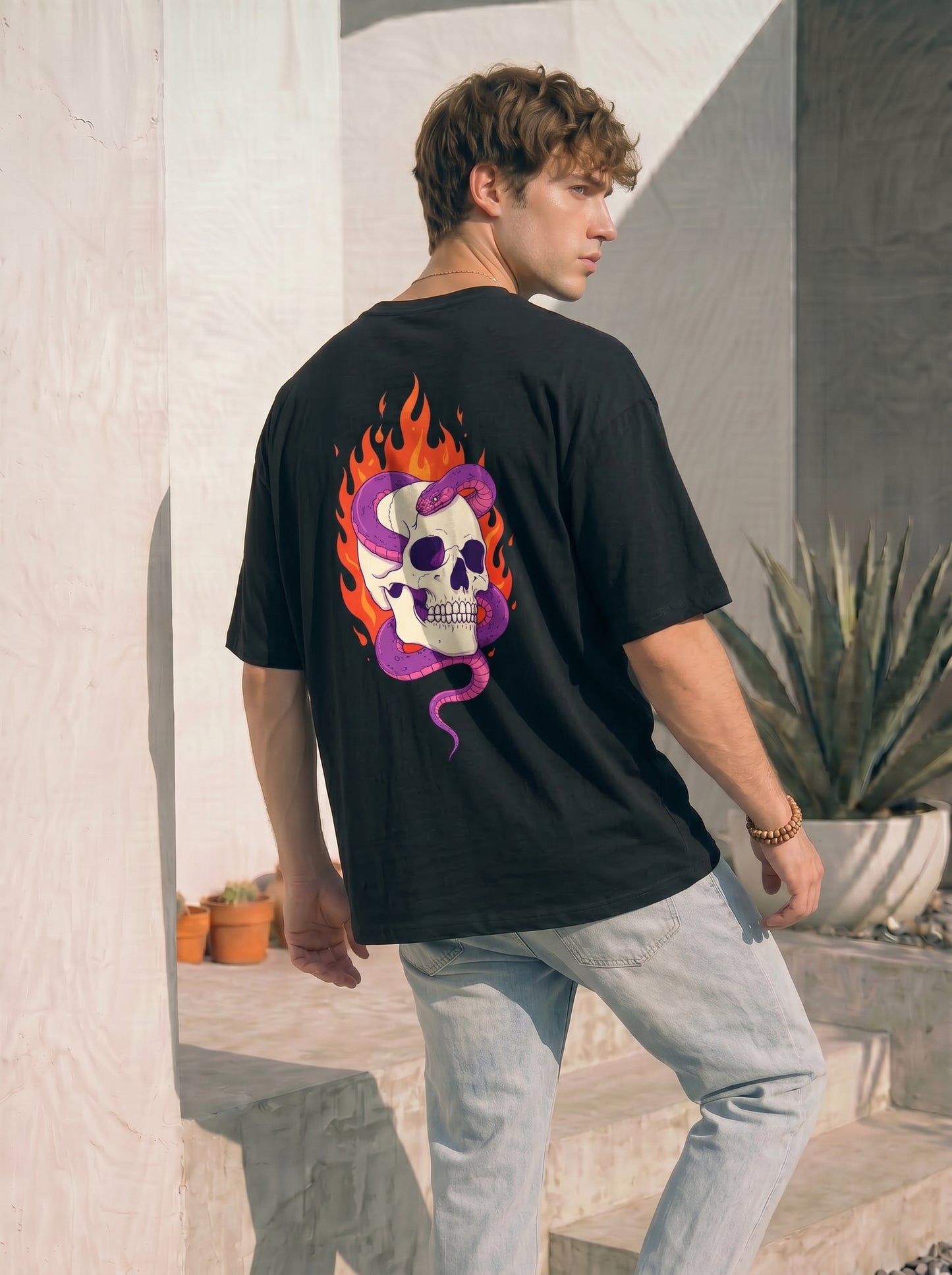 Skull & Serpent Flame Graphic Tee