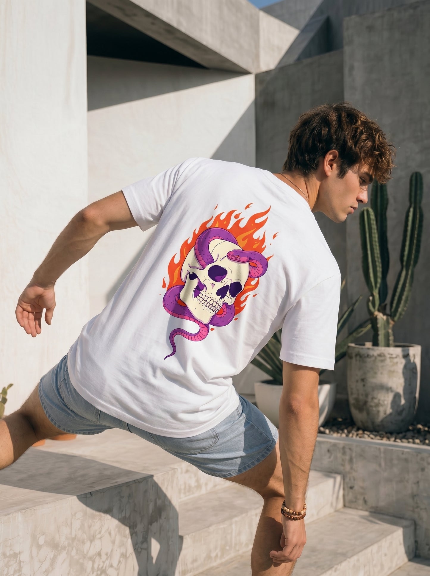 Skull & Serpent Flame Graphic Tee