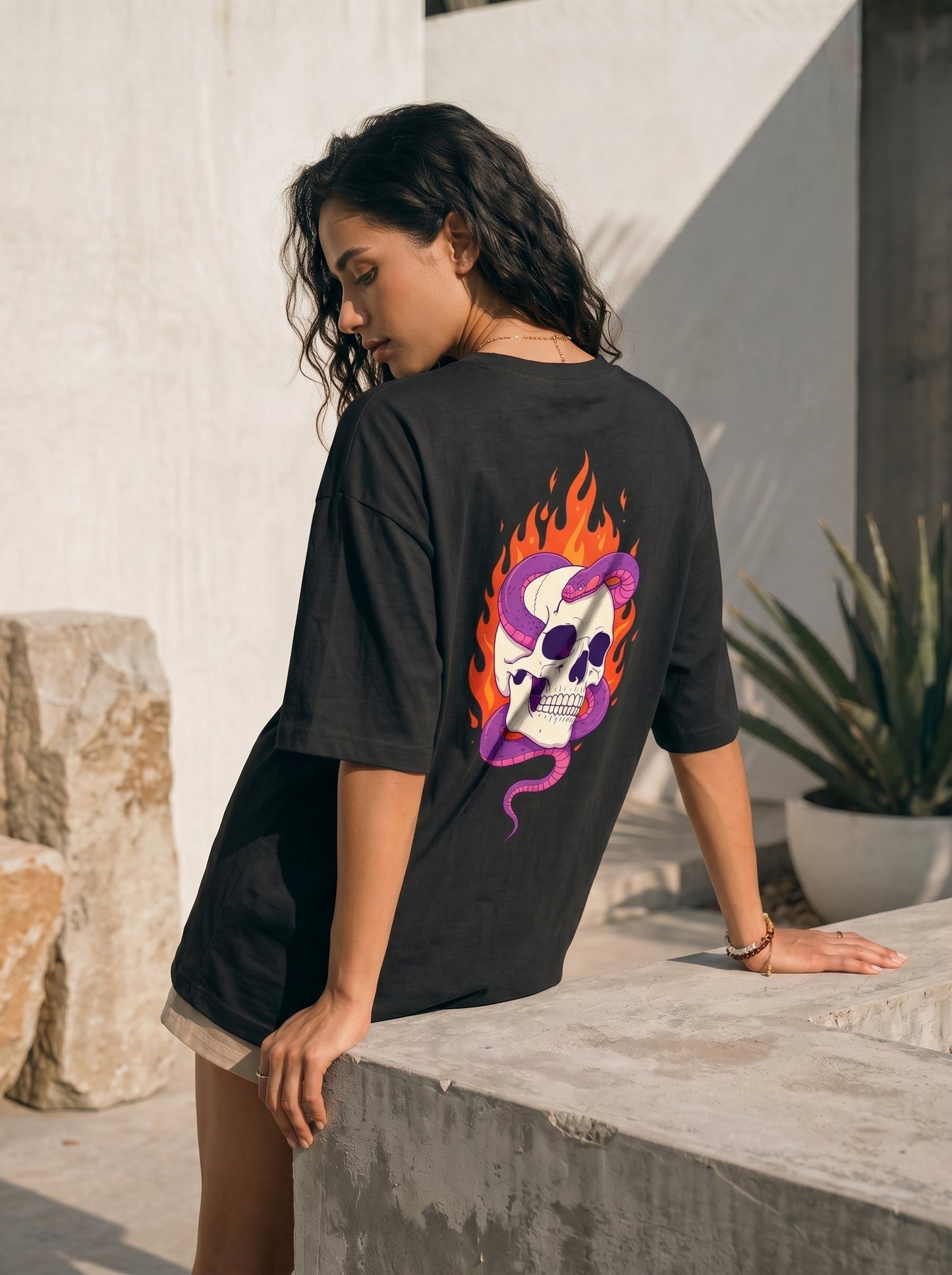 Skull & Serpent Flame Graphic Tee