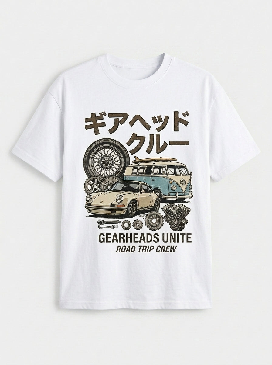 Gearheads Unite Oversized Graphic Tee