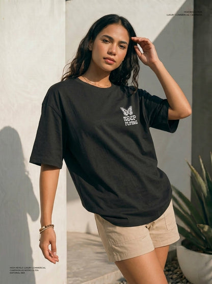 Keep Flying Butterfly Oversized Tee