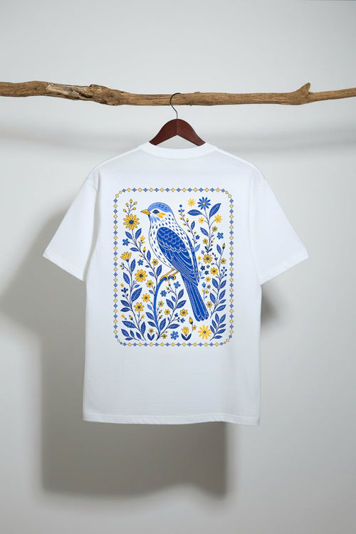 Floral Bird Graphic Tee - Back Print
