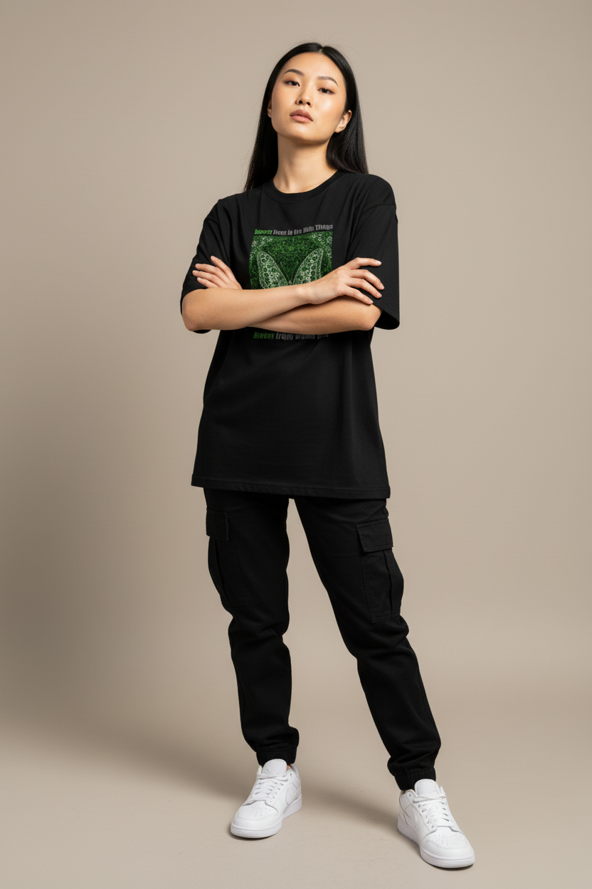 Bloom from within first black tee - arms crossed