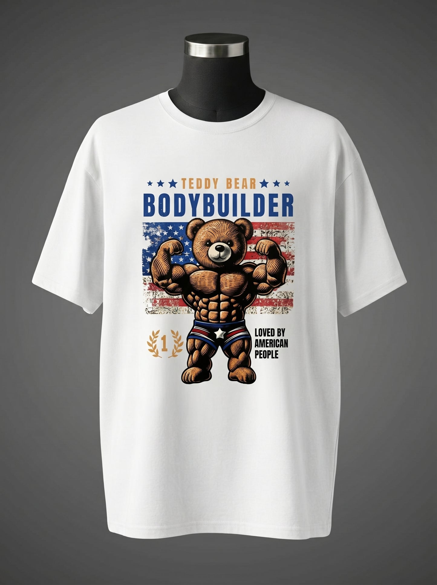 Teddy Bear Bodybuilder Oversized Tee – Loved by American People