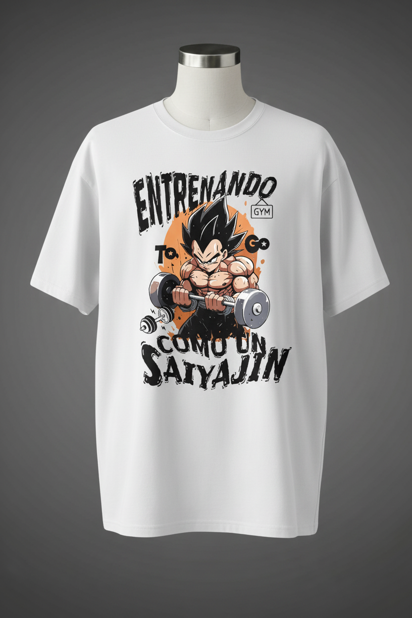 Entrenando Como un Saiyajin Oversized Tee – Super Saiyan Gym Mode