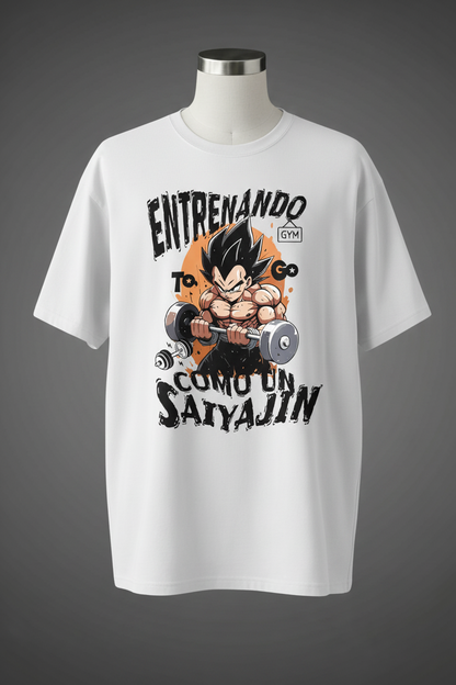 Entrenando Como un Saiyajin Oversized Tee – Super Saiyan Gym Mode