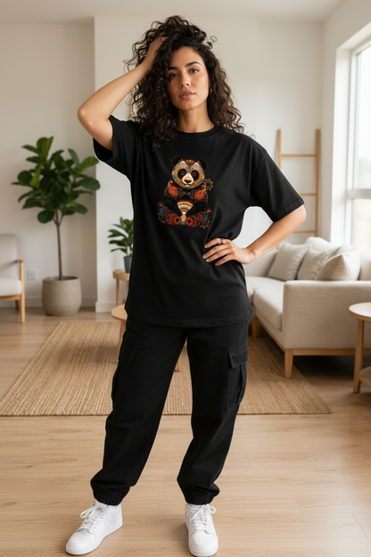 Hajar 1 - Mandala Panda Noir - Debout main sur hanche lifestyle