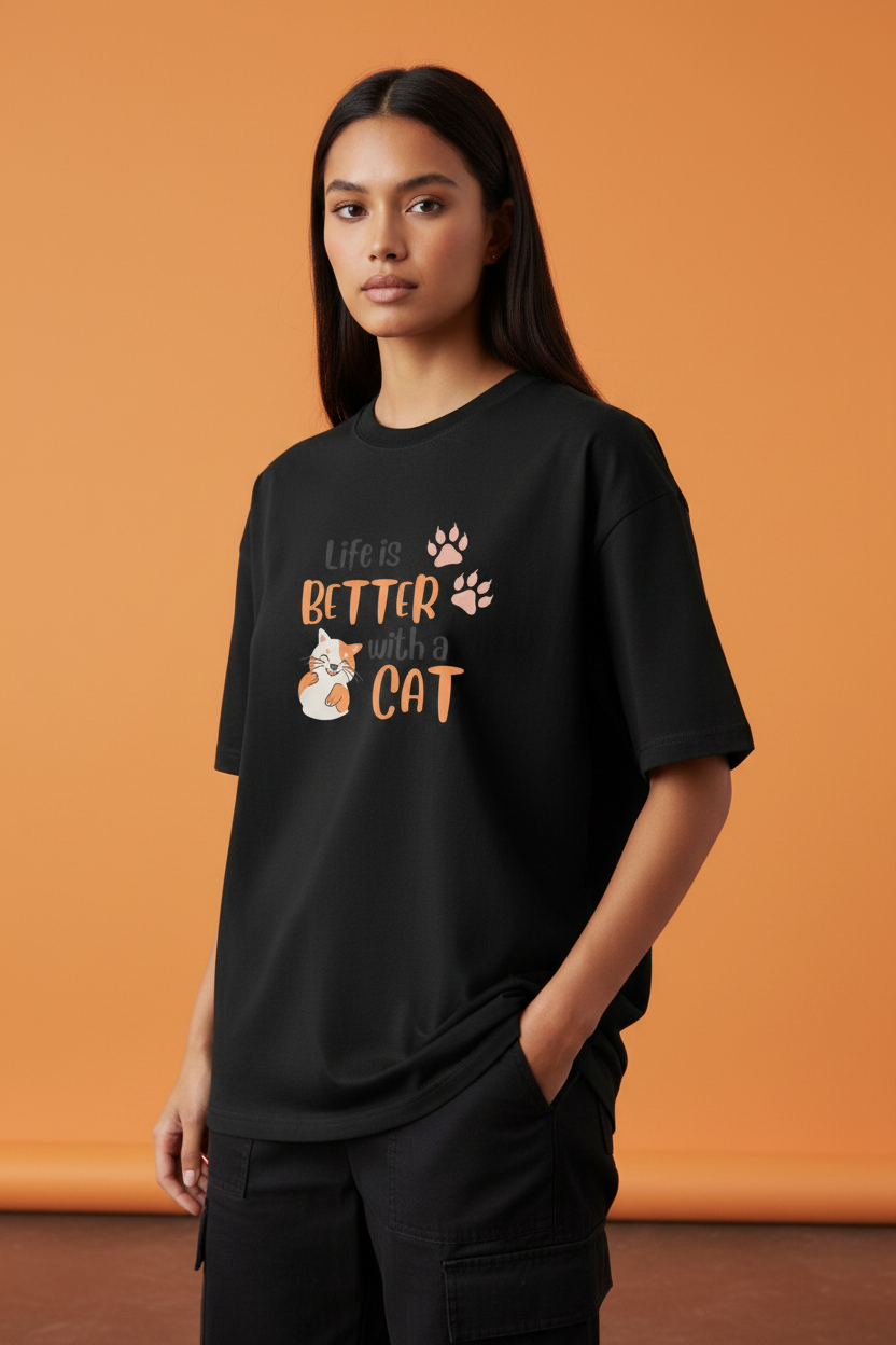 Hajar Cat Tee Three Quarter