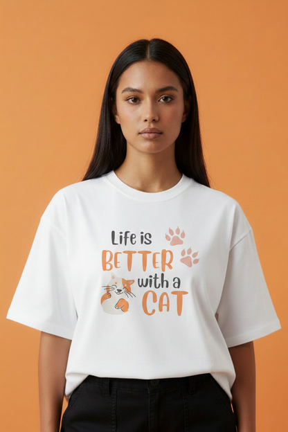 Hajar Close Up Cat Tee Orange