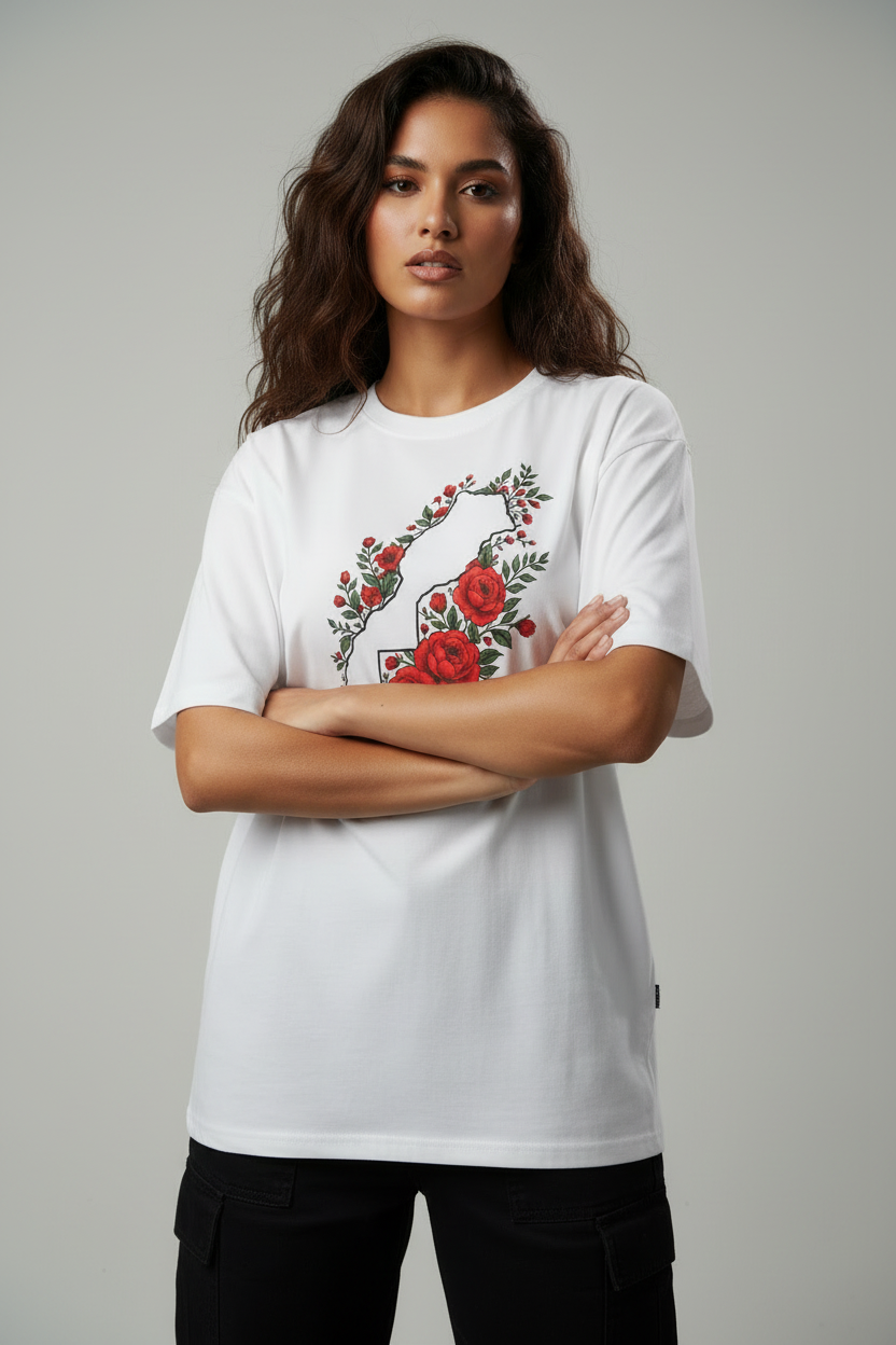 Hajar1 Rose Tee Crossed