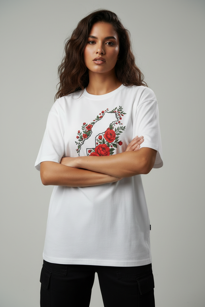 Hajar1 Rose Tee Crossed