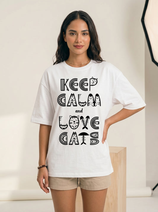 Keep Calm and Love Cats Graphic Tee