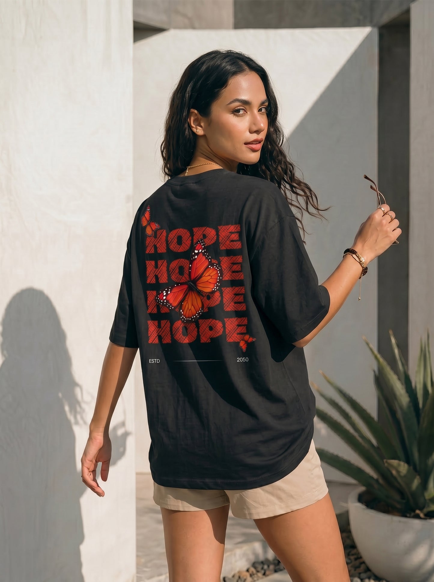 Hope Butterfly Oversized Graphic T-Shirt