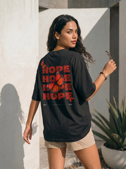 Hope Butterfly Oversized Graphic T-Shirt