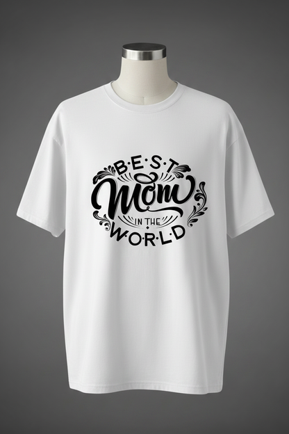 Best Mom in the World Oversized Tee – White