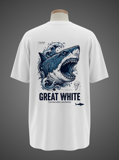 Great White Shark Oversized Tee – Deep Blue Terror