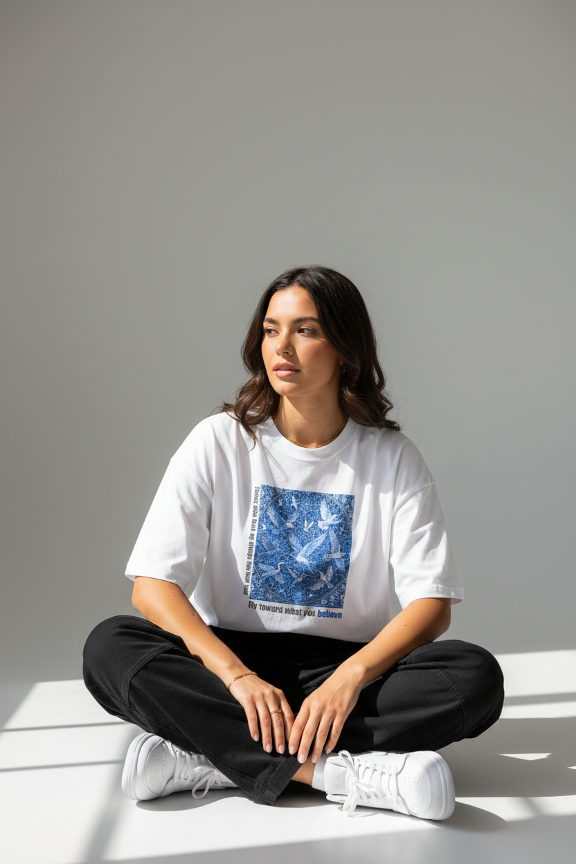White Pose 1 – Sitting floor