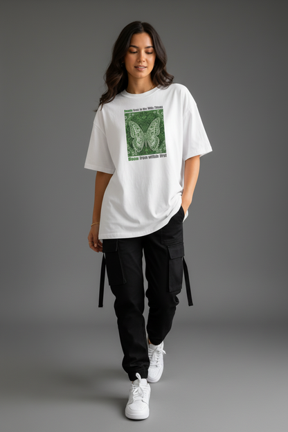 Bloom from within first white tee - walking